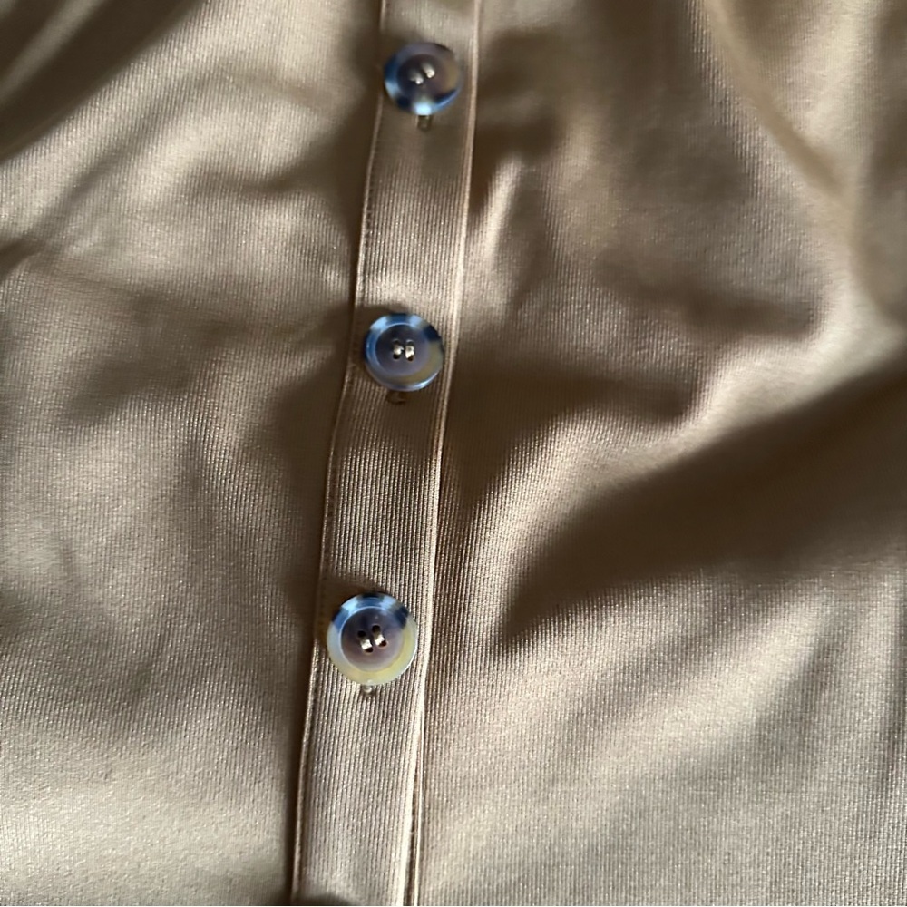 Gold Color Ribbed Strapless Midi Dress - Picture 3 of 12